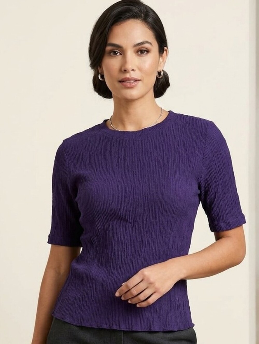 Vintage 90s Y2k Purple Textured Short Sleeve Top